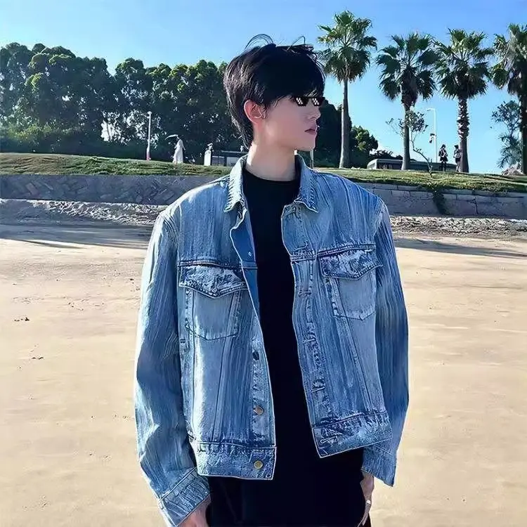 

Waed Heavy Du Vintage ort Denim Jaet Men's Loose Trendy Brand Jeans Jaet Youth ular Stand Fit Four Seasons