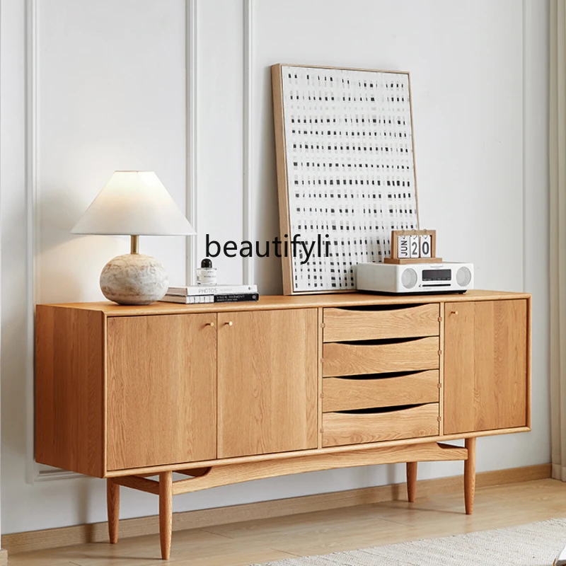 

White Oak Sideboard Cabinet Modern Minimalist Nordic High-End Small Apartment Hallway Partition Locker