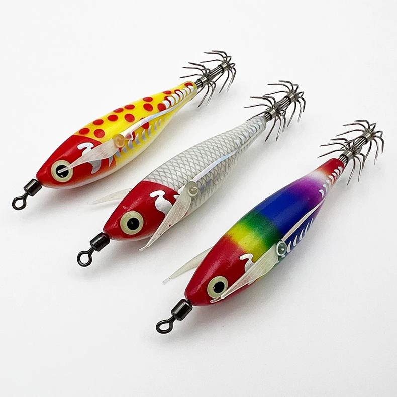 ShareShark 5 Stück/Box 8CM/5.3G Garnelenköder mit Tintenfisch-Jighaken, Drehgelenk, Leuchtend, Realistisch, Bionischer Kunstköder – Detail 13