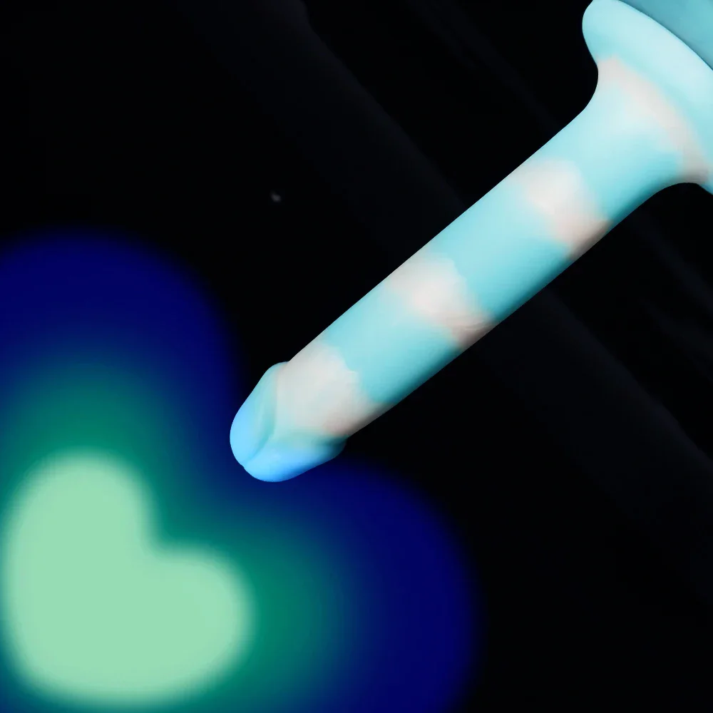 7.28inch Blue-White Color Heart Shape Simulated Eggless Silicone Dildo Realistic Fake Penis Hand G-Spot Massager Adult Sex Toys