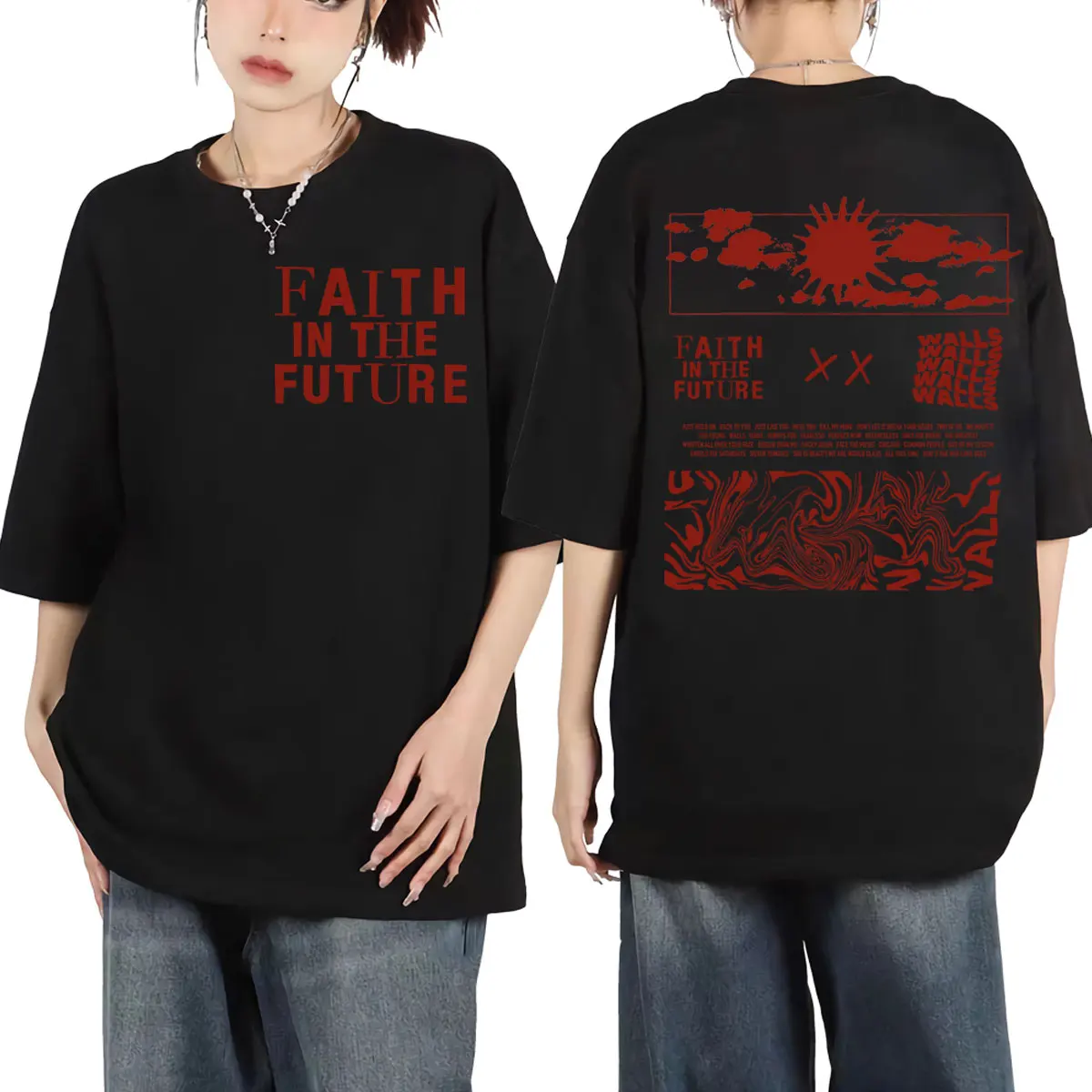 Faith in The Future Music Album T-shirt Men's Women's Harajuku Hip Hop T-shirts High Street Fashion Trend Short Sleeve T Shirts