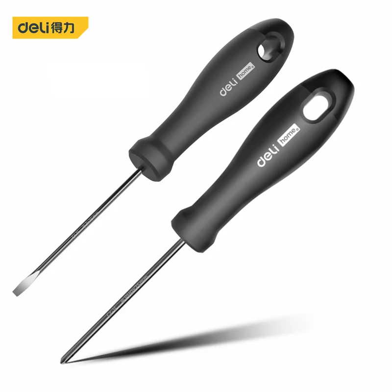 Deli  3-6mm Slotted Screwdriver PH0 PH1 PH2 Phillips Screwdrivers Black Handle Magnetic Screw Driver For Home Repair Hand Tools