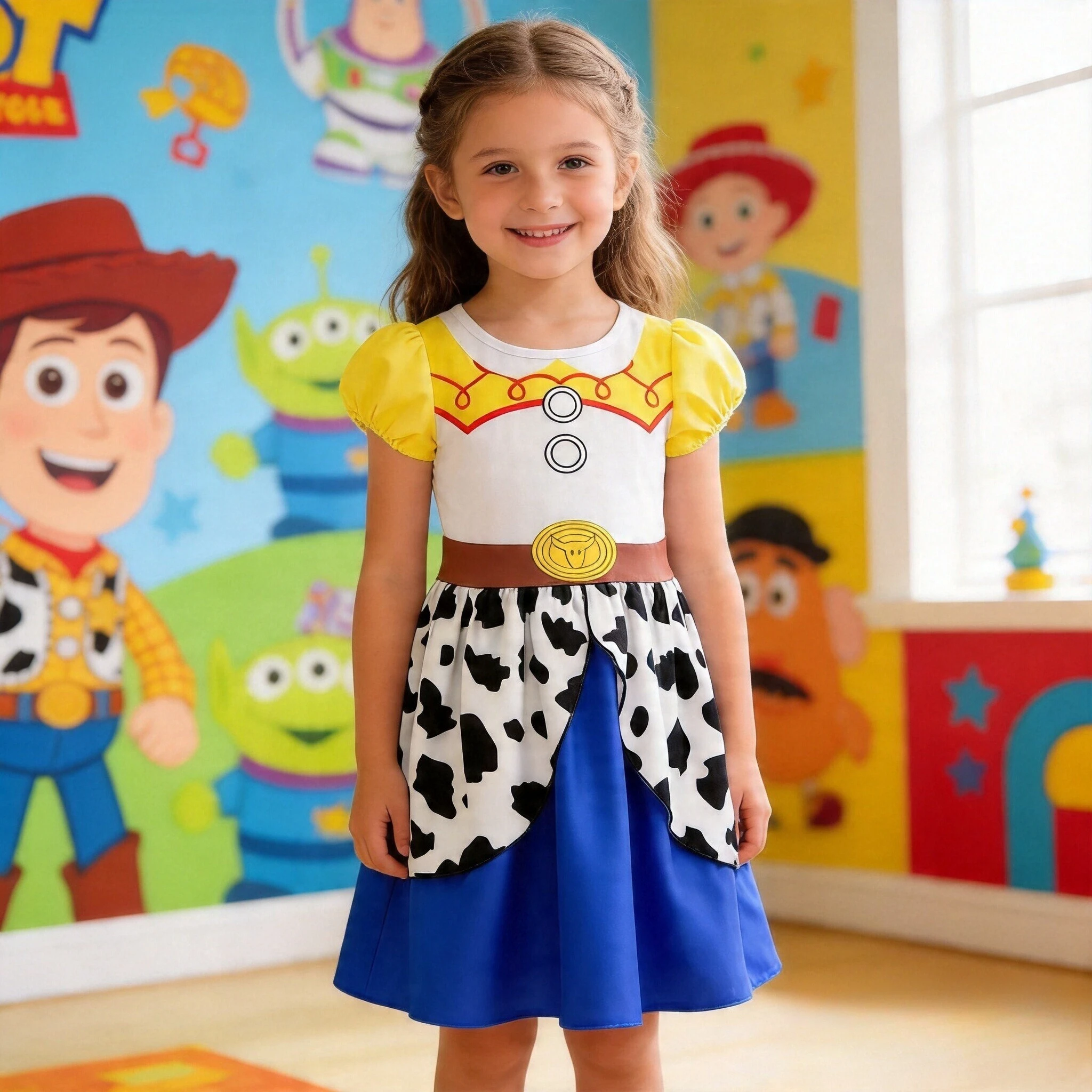 Cow Jessie Costume Kids Girls Disney Toy Story 5 Jessie Cosplay Costumes Children Bodysuit Hat Suit Halloween Party 2026 Clothes view 2