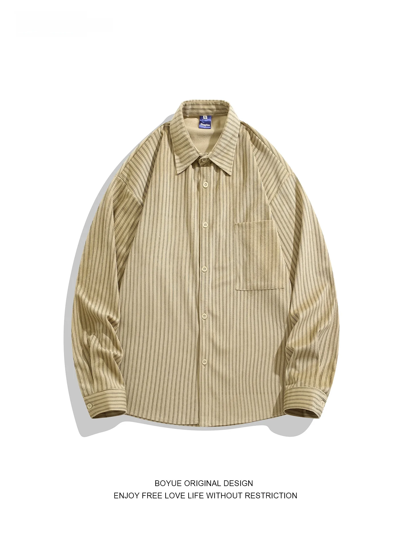 

Boyue Casual Striped Long Sve irt ex Loose Fit Corduroy Comfortable Versatile irt for Men And Women