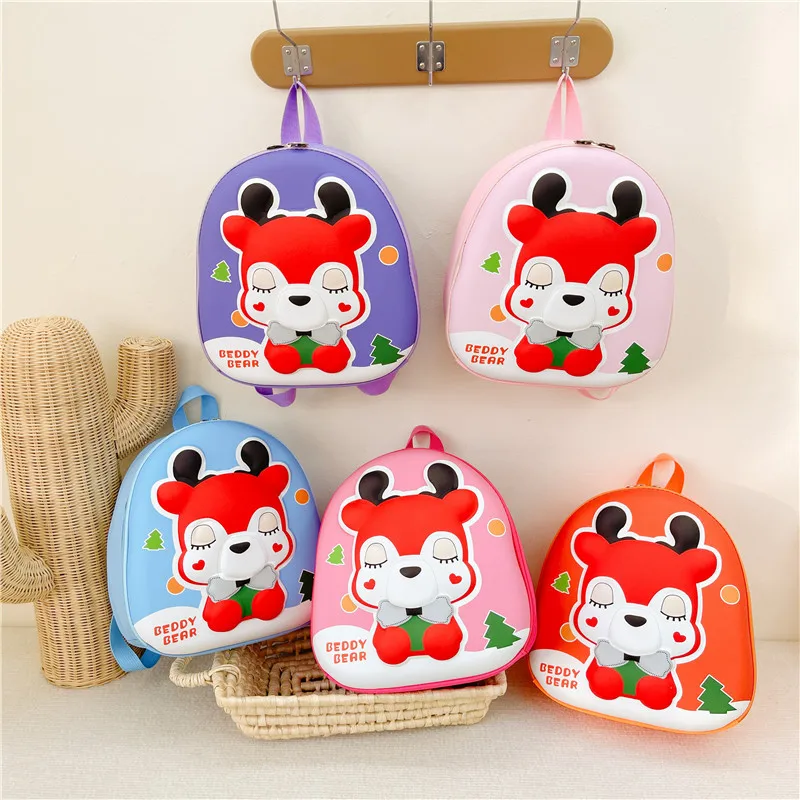 New Children's Hard Shell Bag Cartoon Fawn Kindergarten Backpack 3-6 Years Old Boys and Girls PVC Eggshell Bag Children Gift