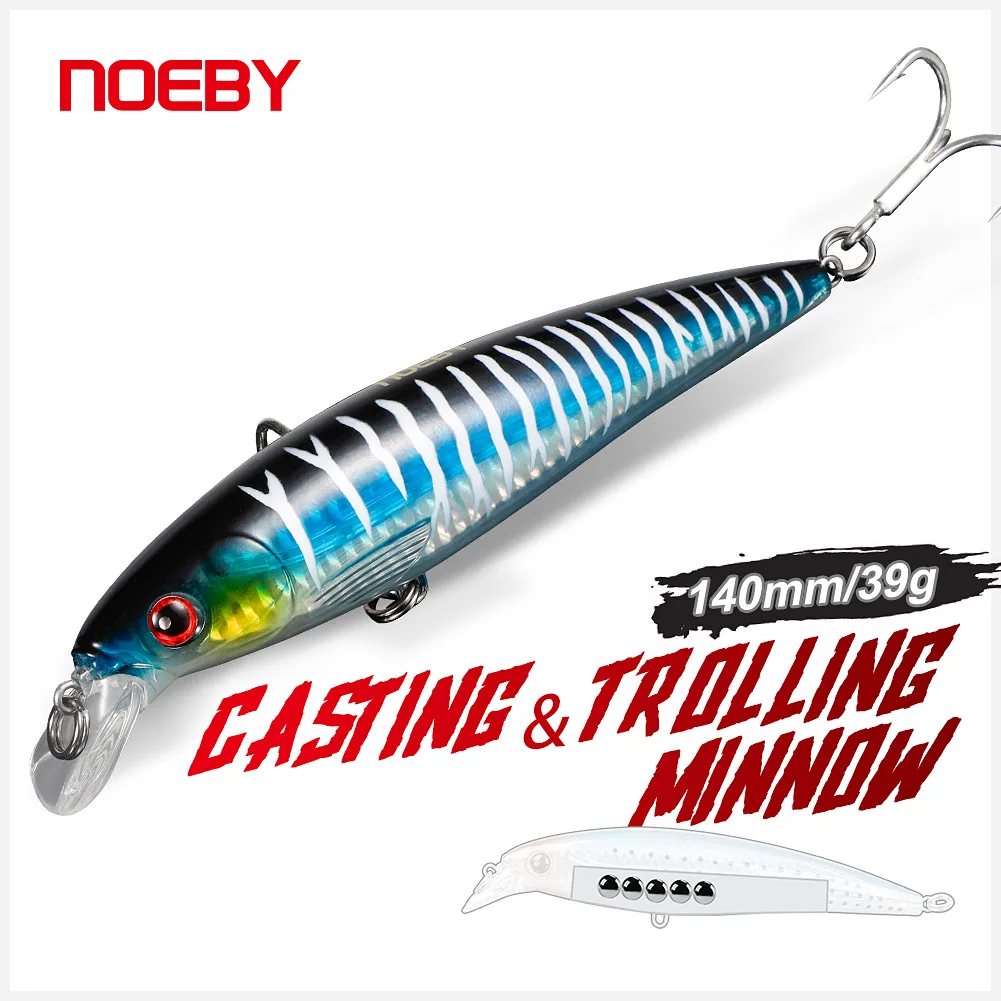 NOEBY Floating Minnow Fishing Lures 14cm 39g Long Casting Wobbler Jerkbait Artificial Hard Baits Saltwater Trolling Fishing Gear