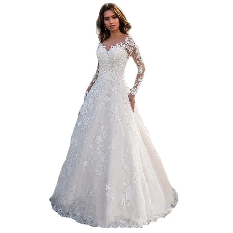 2026 New Women's Dress Lace Deep v Long Sleeve Dress Long Dress Long Dress Gown Vestidos De Festa view 4