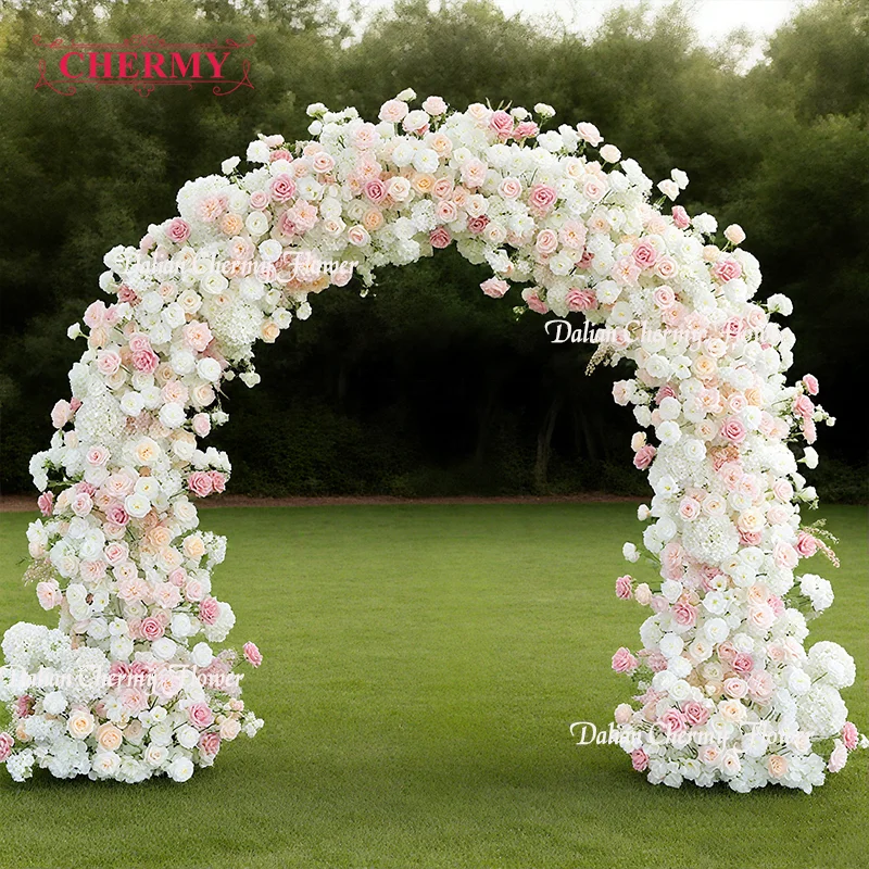 

CM-BBWF182 New Flower Wedding Decorations High Quality Silk Artificial Flower Pink Rose Flower Arch Backdrop for Wedding