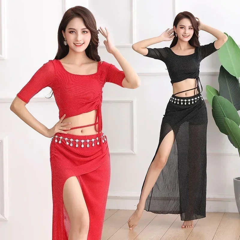 Belly Dance Long Dress Set Sexy Costume Practice Fashion Clothes Oriental Performance Dress Stage Dance Fantasia Feminina 2023
