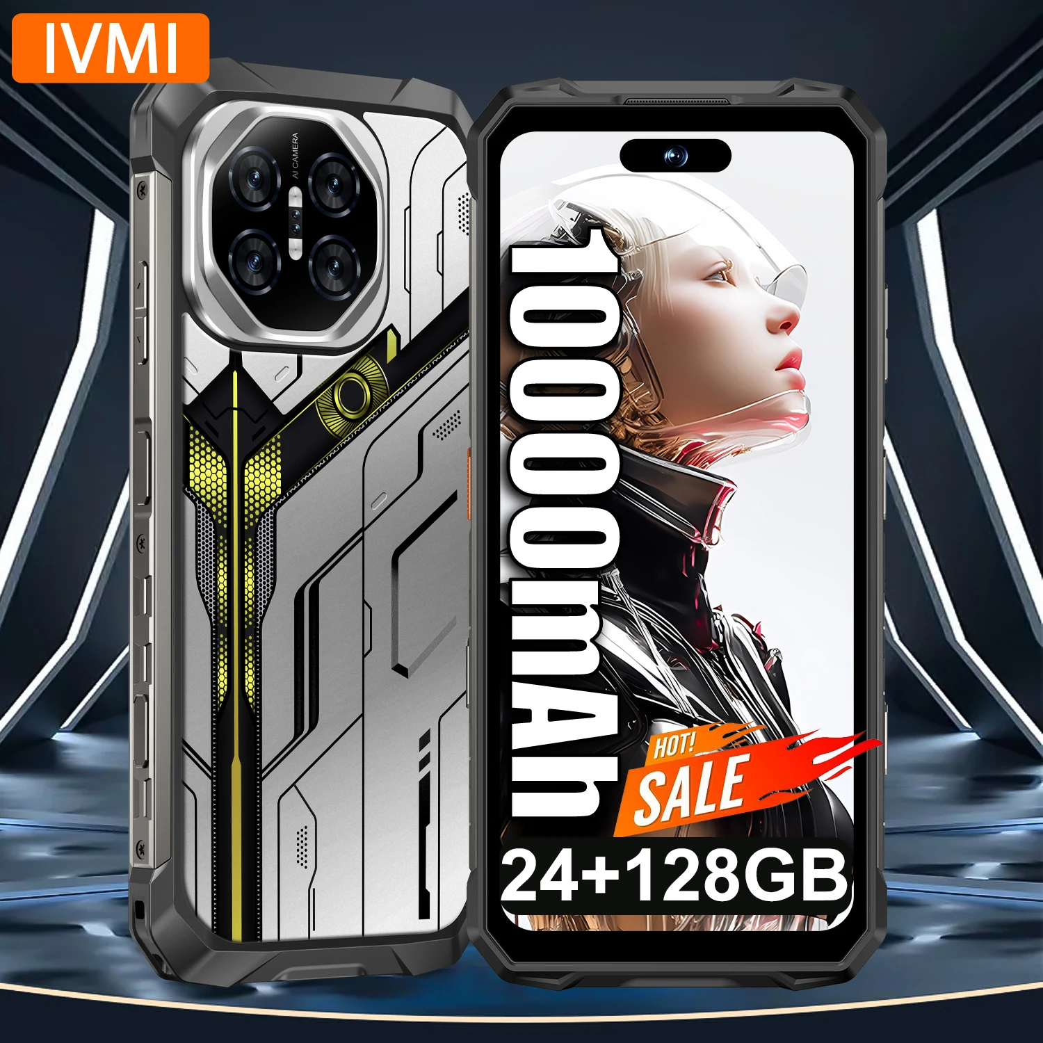 IVMI S26 Ultra Rugged Smartphone 24GB+128GB 10000mAh Android 15 7.2'' 72MP+108MP Camera Waterproof Dustproof Shockproof Phone