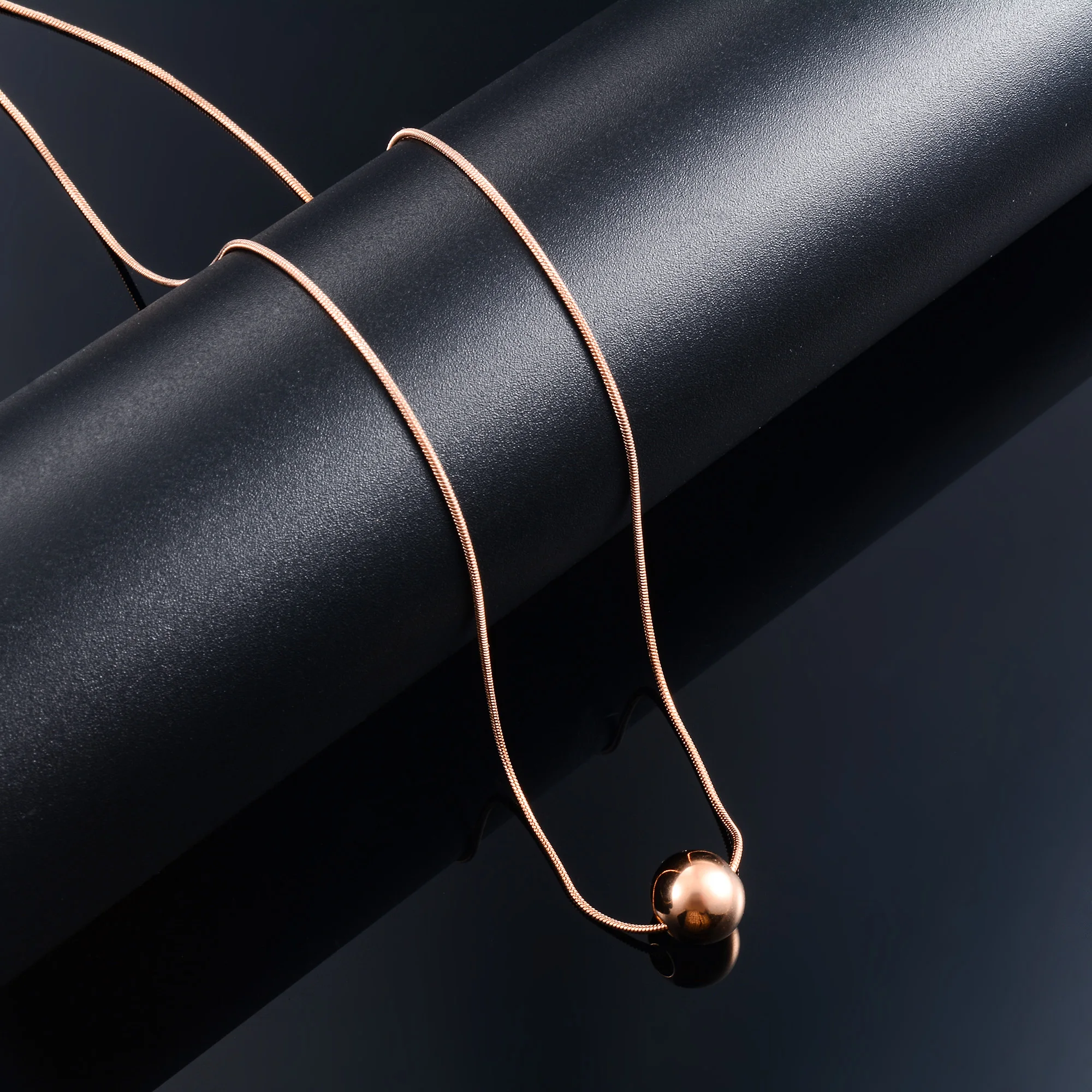 Gargantilla de acero inoxidable para mujer, collar con colgante de bola de cuentas y cadena de extensión para niña y mujer, joyería chapada en Color oro rosa