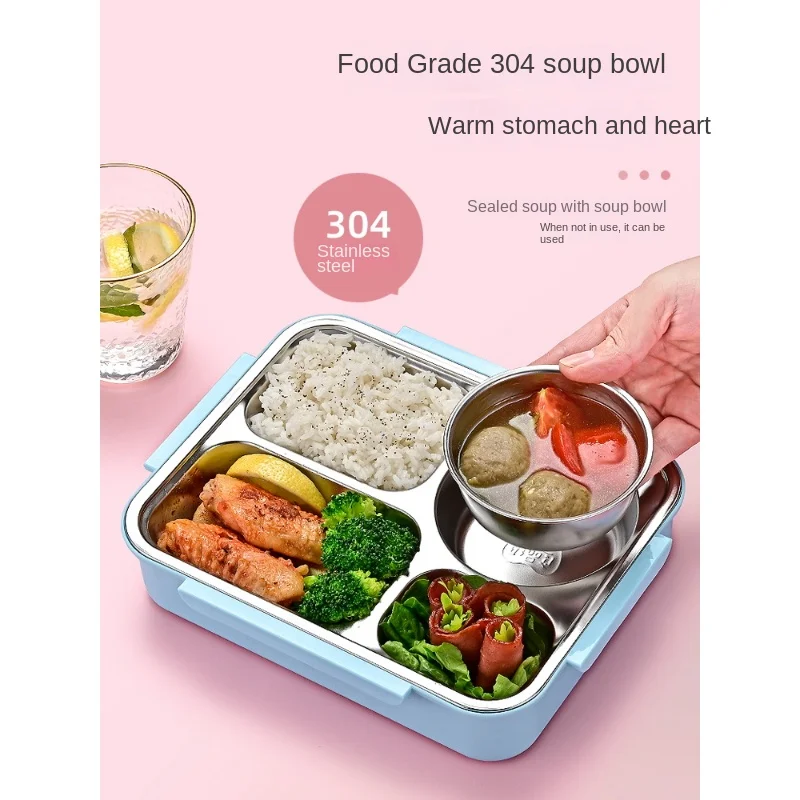 304 Stainless Steel Insulated Lunch Box Lunch Box Primary School Children Canteen Compartmentalization Office Worker Lunch Box