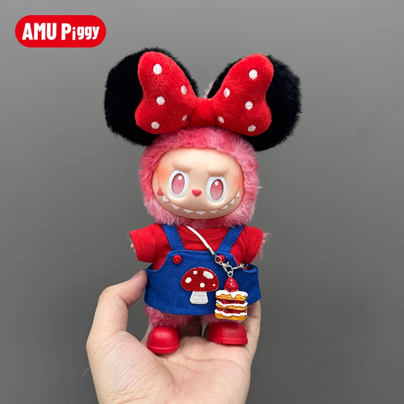

V3 Labubu Energy Vinyl Plush Toy Mini Doll Outfit Handmade Trend Cool Labubu 3.0 Clothes Doll Cute Headband with Beach Suit