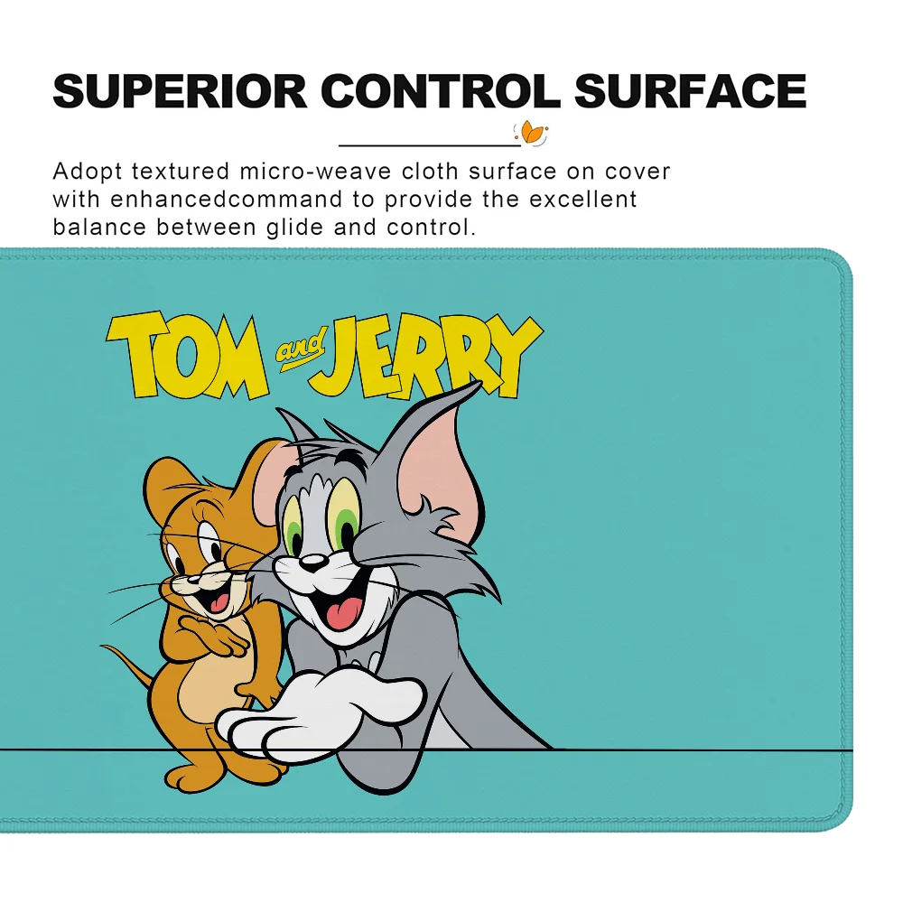 Alfombrilla de ratón Xxl grande t-om y j-erry, accesorios de oficina, alfombrilla de ratón de Anime, gabinete de Pc, juegos, teclado de jugador, alfombrilla de escritorio, escritorios de ordenador