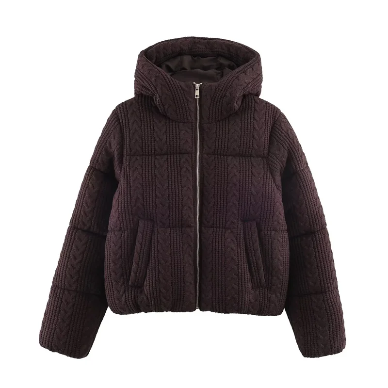 Manteau femme 2025 hiver nouveau Style vin profond rouge à manches longues manteau à capuche avec corde tressée décoration chaud et à la mode