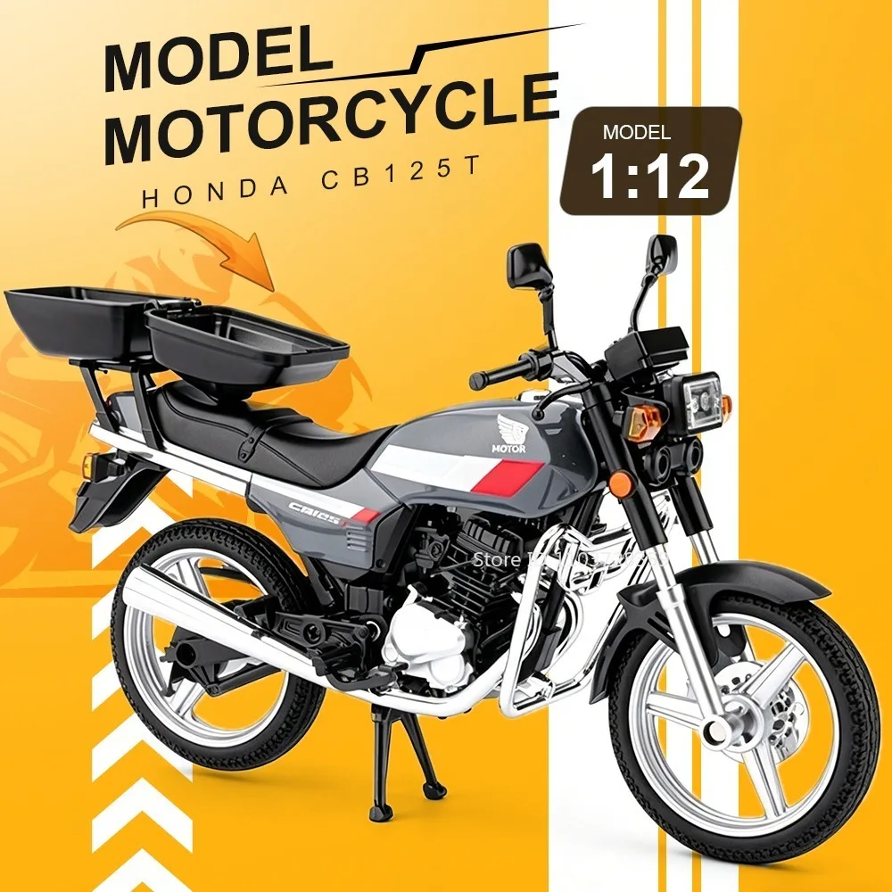 

1:12 HONDA CB125T CB400F Model Motorcycle Toy Alloy Diecast Shock Absorption Front Wheel Steering Sound Light Motorbike Ornament