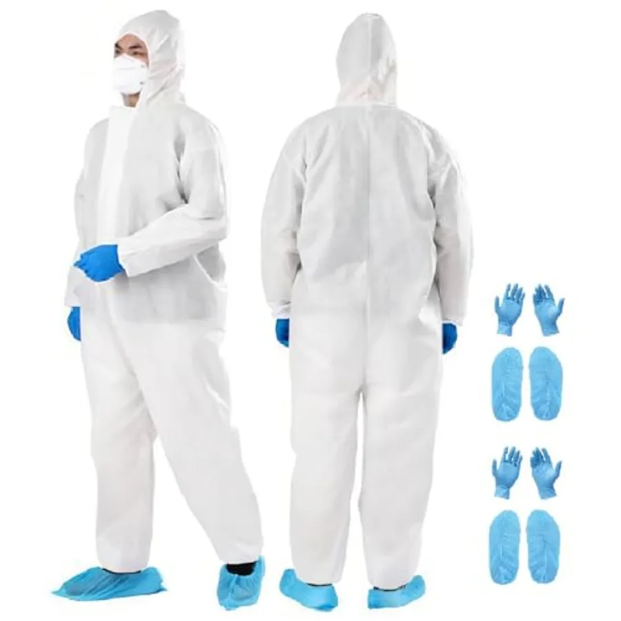 

ZMDREAM Disposable Coveralls Shoe Covers and Gloves - 2 Sets for Cleaning Gardening and Industrial Mechanical Work 5 Sizes