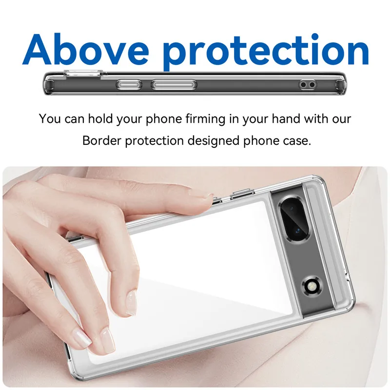 For Google Pixel 6A Case Google Pixel 6A 7A 7 8 Pro Cover Luxury Clear PC Case Shockproof Silicone Protective Phone Back Cover