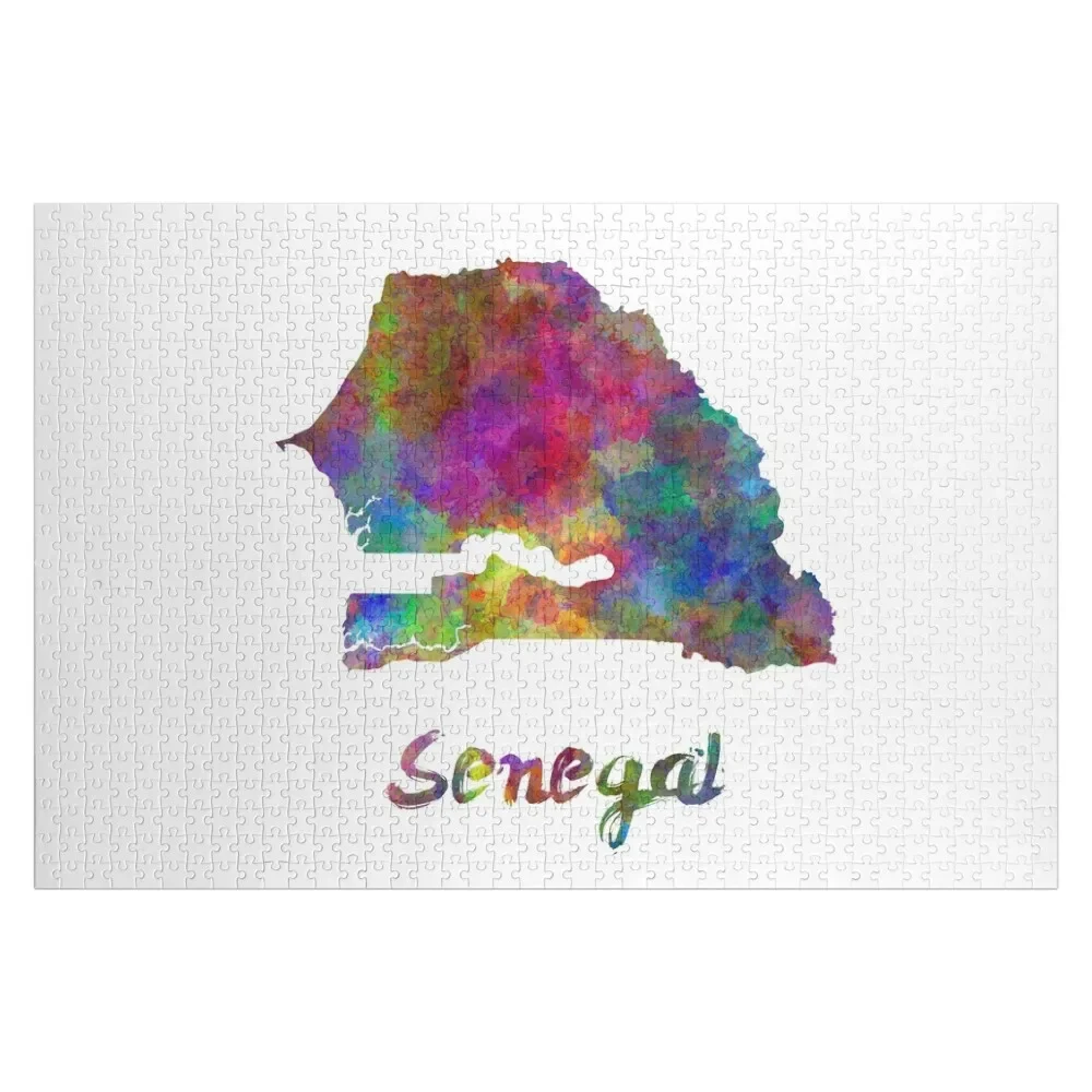 Senegal in watercolor Jigsaw Puzzle Custom Wooden Animal Custom Wooden Name Puzzle