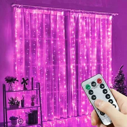 LED Fairy String Lights Cortina, Guirlanda, USB, Festão, Remoto, Decoração de Natal, Casa, Ano Novo, Feriado, Lâmpada decorativa, 3 m, 4 m, 6m