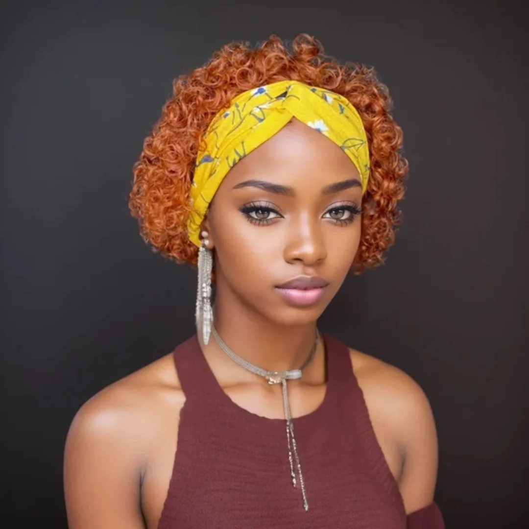 

Женский парик с повязкой на голову # 350-цветный парик из натуральных волос Remy с глубокими завитками, машинное производство