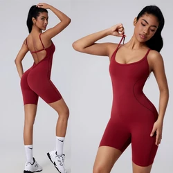 Women Jumpsuits Shorts for Workout Yoga Clothing Gym One-piece Suit Rompers Gym Outfit Activewear Scrunch