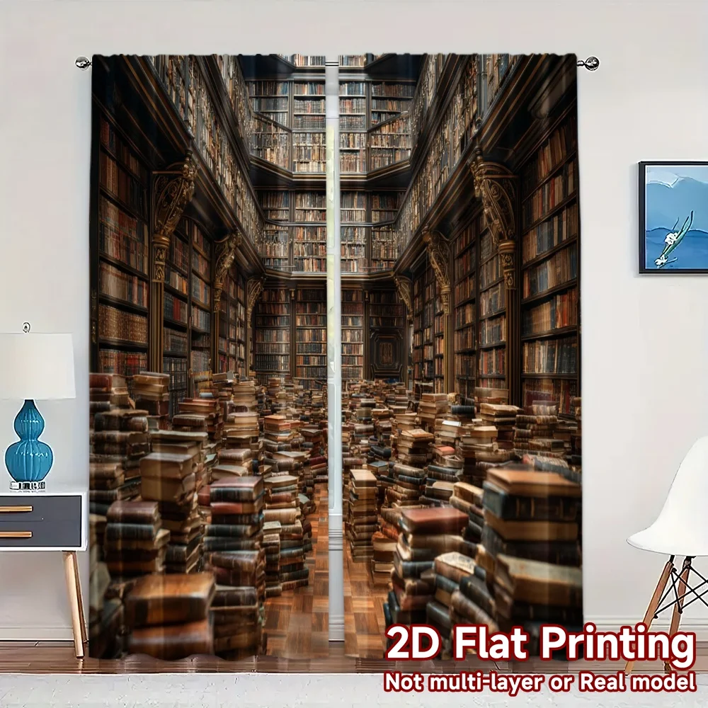 2pcs, 2D FLAT PRINTING Curtains (Without Rod) Literary Maze Popular Curtains&Window Treatment Machine Washable Fabric Curtains