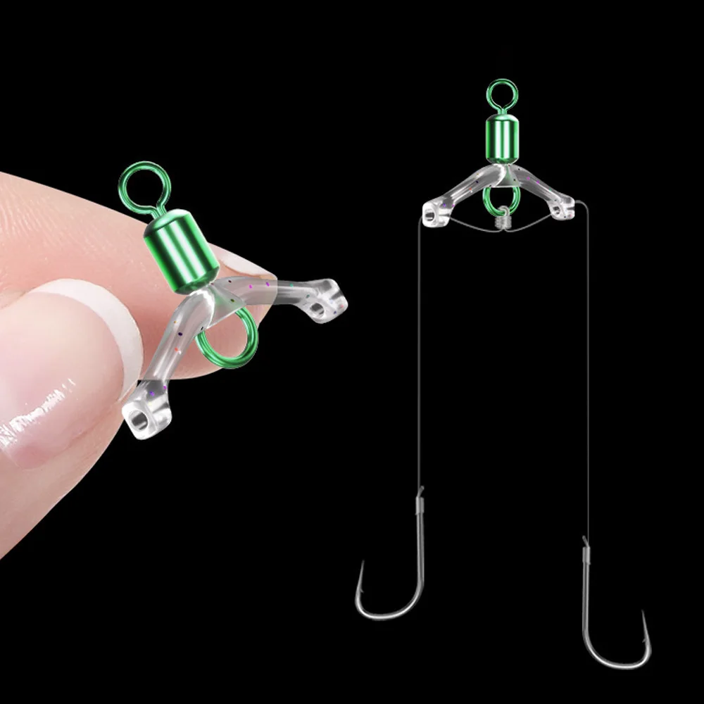 

10pcs Fishing Line Anti-tangle Swivel Bifurcation Device Eight Type Space Bean Double Hooks Float Fish Tackle Tool Accessories