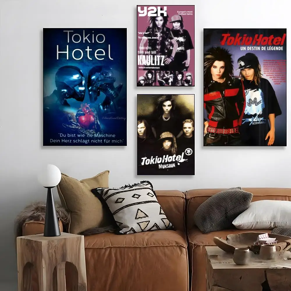 Band Metal Rock Band Tokio Hotel Poster Self-adhesive Art Waterproof Paper Sticker Coffee House Bar Room Wall Decor