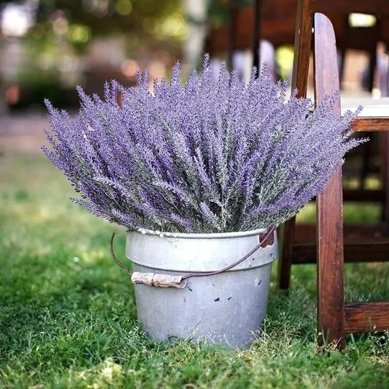 10 Bündel künstliche Lavendelblüten, Kopf, künstliche Blumen, Zuhause, Zimmer, Tischdekoration, draußen, Garten, Hochzeit, Dekoration, Pflanzen im Freien – Detail 9