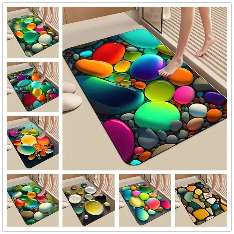 Colorful Stone Pattern Door Front Mat Decoration Home Bathroom Floor Mat