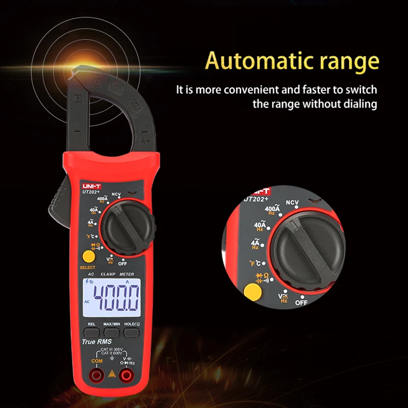 UNI-T UT204+ UT202A+ AC Amperimetric Clamp Meter 600A Hook Ammeter NCV Clamp Digital Multimeter Electric Tester Workshop Tools