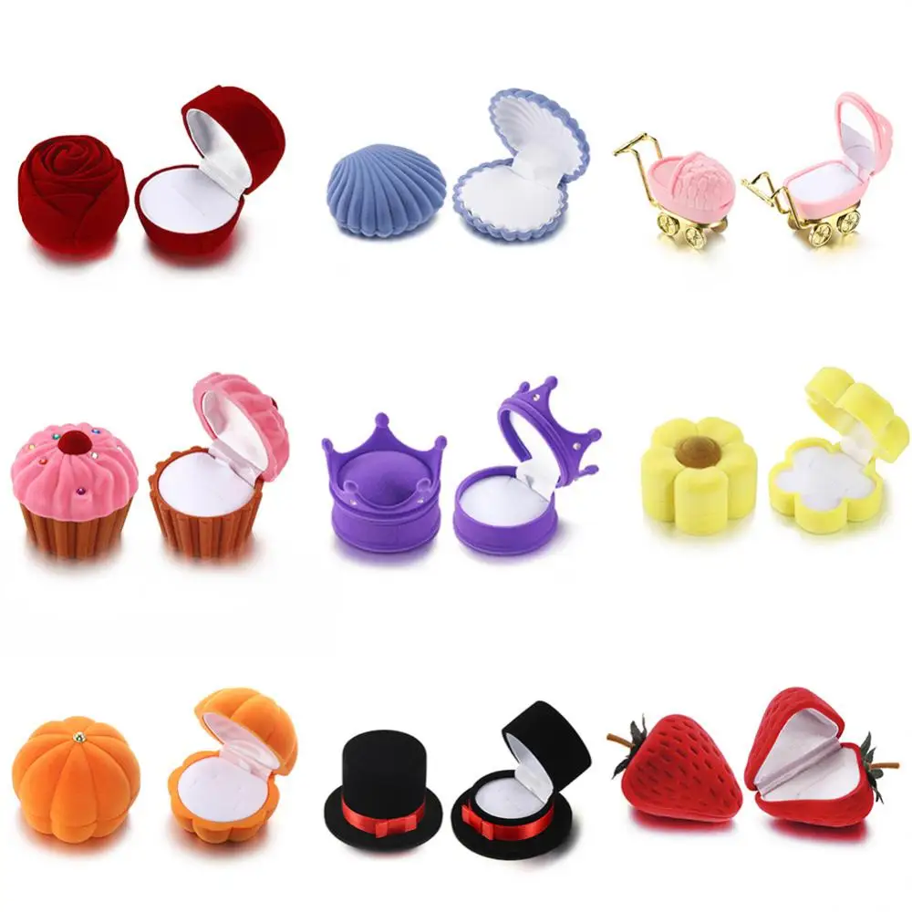 Ring Earring Gift Package Box Convenient Opening And Closing Compact And Exquisite Polychrome Flocking Mini Jewelry Organizer