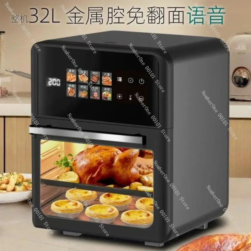 Home Kitchen Visible Air Fryer Oven Large Capacity Multifunction Automatic Steam Roast Bake Fry All In One Cooker Oil Free