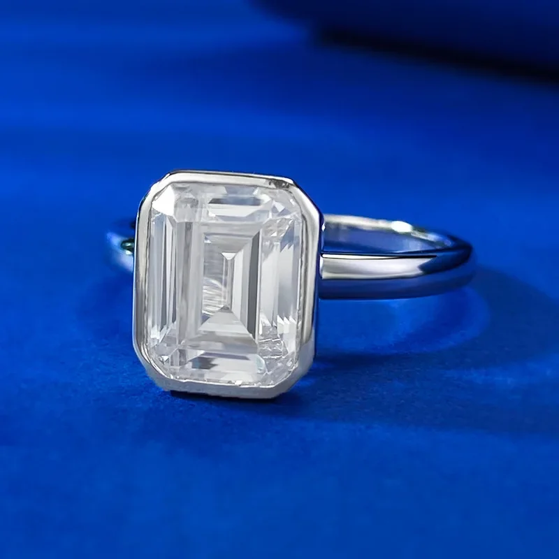 

2023 Новинка 925 серебро 7*9 прямоугольная вырезка высокая углеродистая Бриллиантовая пагода кольцо модное и простое кольцо Свадебные ювелирные изделия