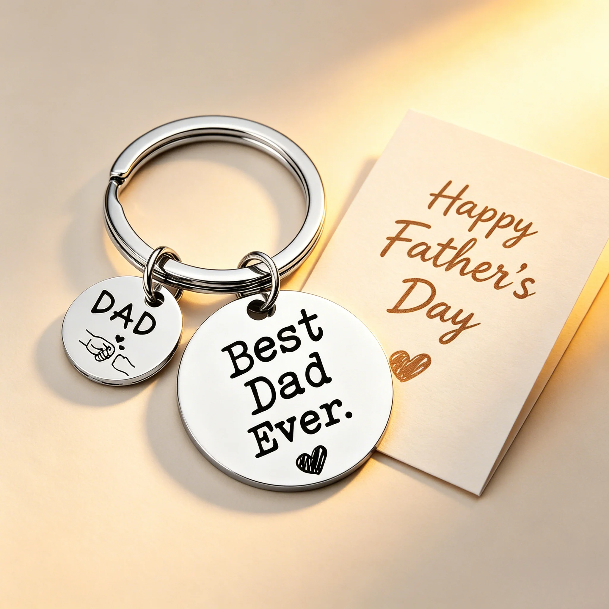 

Father's Day Gift Steel Keychain with Warm Text Key Chain Motorcycle Key Chain for Dad Birthday Gift