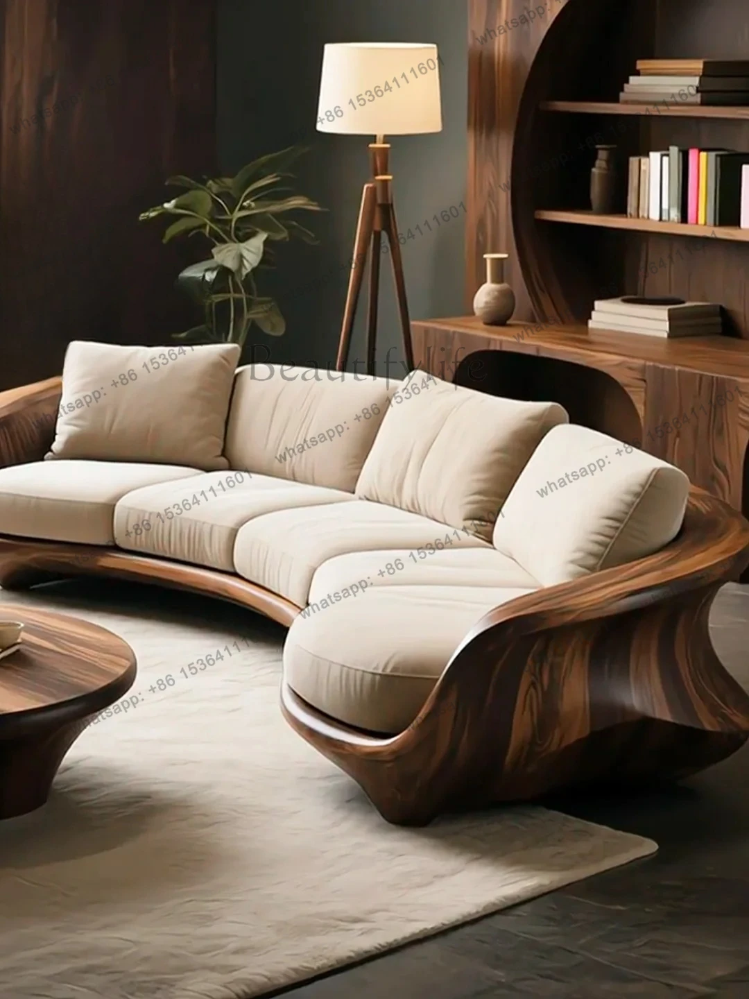 8Divano moderno italiano di fascia alta in legno massello zen per hotel di lusso leggero