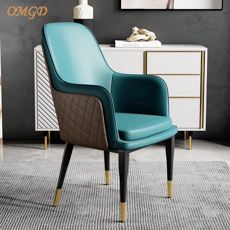 OMGD Italian Light Luxury Dining Chair Modern Simple Household Reclining Chair Sub Senior Hotel Reception Negotiation Chair