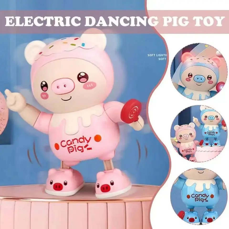 Cartoon Baby Dancing Pig Toy Kawaii Electronic Pets With Swing Light Music Educational Toys Boys Girls Birthday Christmas Gift