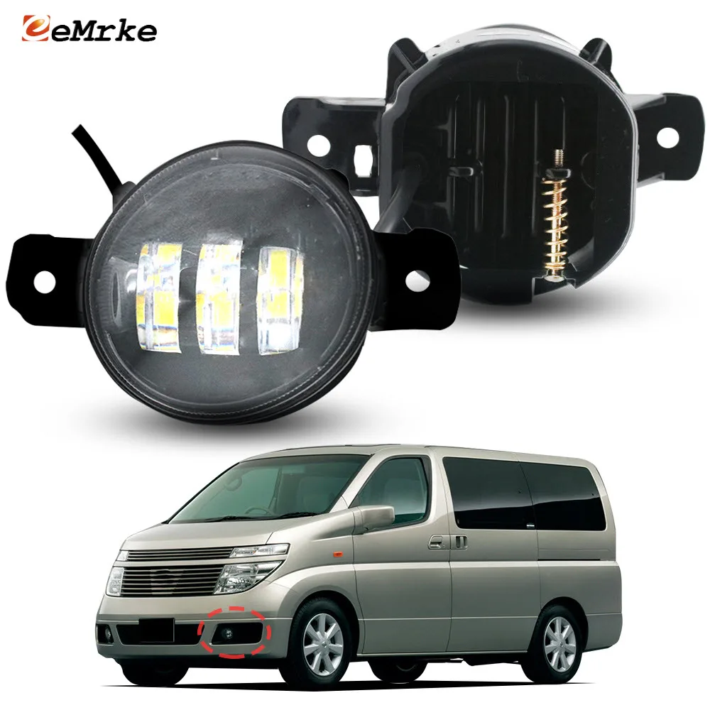 

Pair 30W Led Fog Lights Lamp for Nissan Elgrand II Pre-facelift UA-E51 05.2002 2003 08.2004 with Cut-line Lens 12V DRL H11 PTF