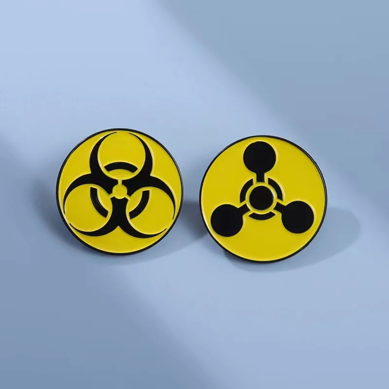 Radioactive Sign Badges Radiation Symbol Nuclear Enamel Pin Custom Brooch for Backpack Metal Jewelry Gift Kids Wholesale