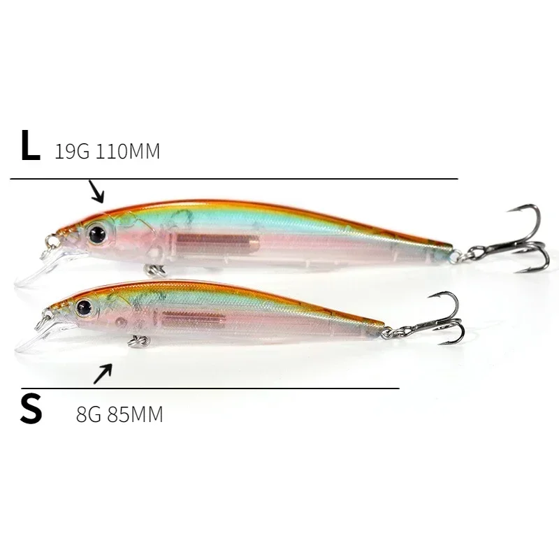 1PC Floating Minnow Fishing Lure 8g  Mm 19g 110mm Artificial Hard Bait Suspend Crankbait Magnetic System Wobblers for Pike Bass