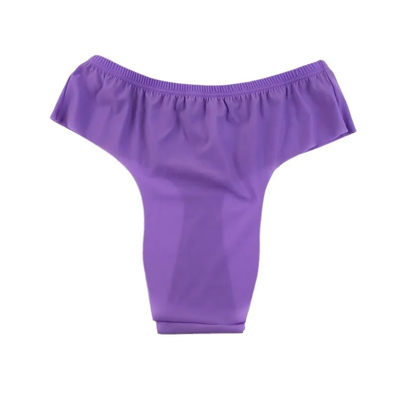 Men's Ice Silk Thong Low Waist Elastic Comfort Sexy Male T Panties Gays Erotic U Convex Pouch Daily Wear Ultra-thin Quick Drying