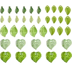 50/100Pcs Acrylic Green Leaf Spacer Charms Beads For DIY Pendant Keychain Necklace Bracelet Jewelry Making Crafts Accessories