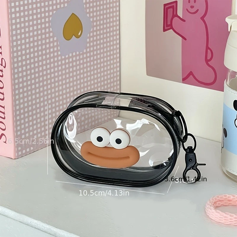 

Cute Big Mouth Portable Storage Bag with Zipper, Multifunctional Headphone and Charger Case, Travel Accessories with Keychain