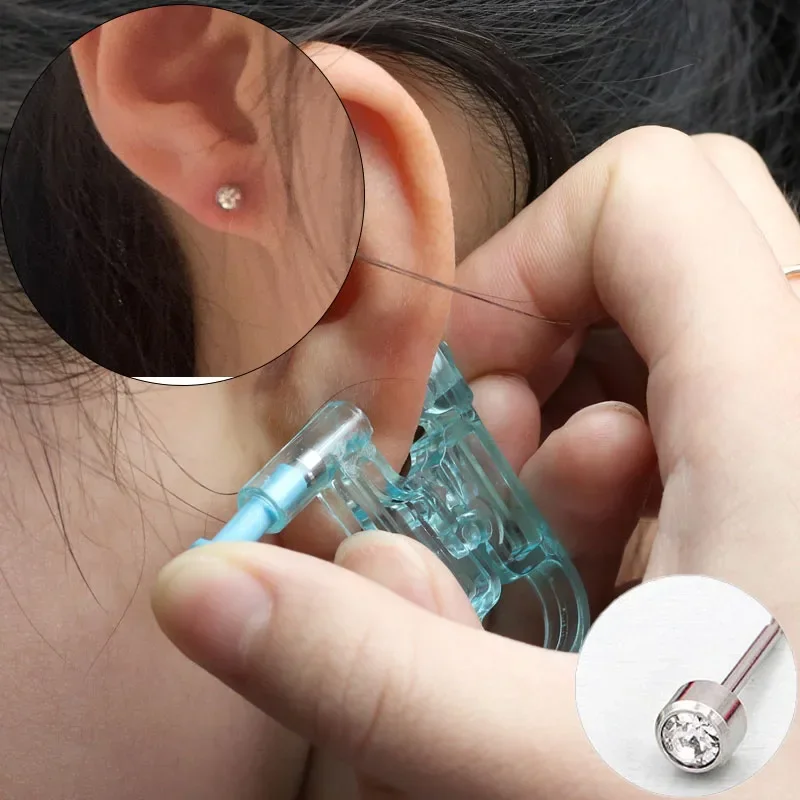 Disposable Manual Ear Punching Gun 1/2/4Pc Ear Piercer Kit Healthy Safety Ear Nose Piercer Tool Machine Body Jewelry Accessories