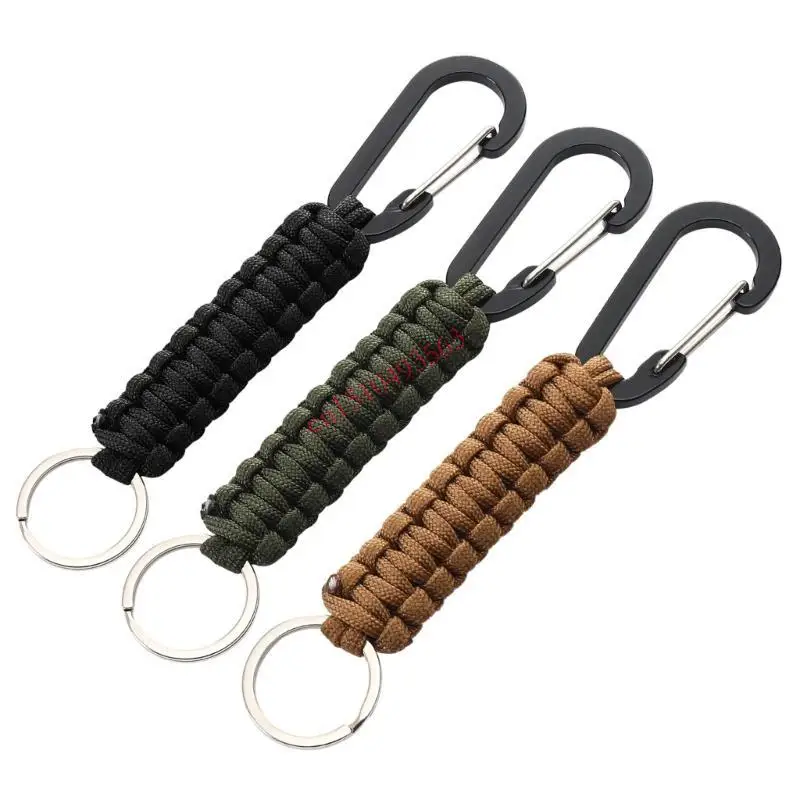 448C 3 قطعة سلسلة المفاتيح Paracord مع حلقة تسلق حبل مضفر كليب خواتم هوك حبل مضفر حبل سلسلة مفاتيح أدوات إنقاذ في الهواء الطلق #3