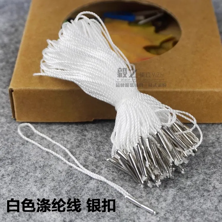 

in stock Good quality use convenient price hang tag string in apparel loop cord for garment seal no Pin 1000pcs a lot