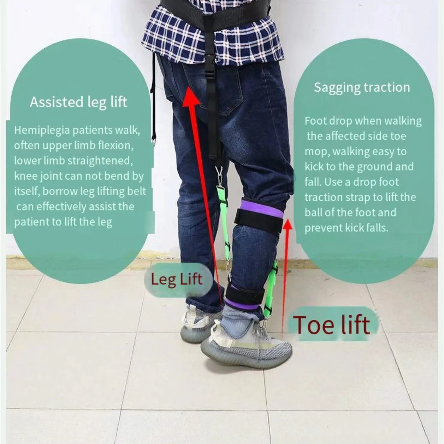 Simple and Effective Rehabilitation Training Stroke Hemiplegia Walking Booster Old Man Foot Drop Belt Leg Lift Anti Fall Walker