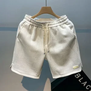 Calça curta de jogging casual masculina, padrão ondulado, monocromático, cordão, esportiva, corrida, quatro estações 8 principais vendas short apertado sexy homem - №5